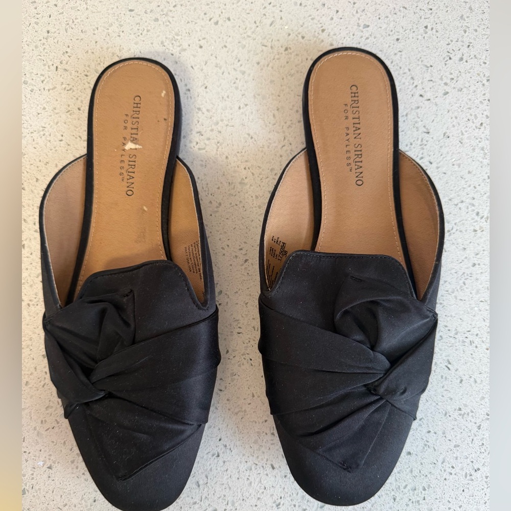 Christian Siriano Black Mules with Knotted Detail